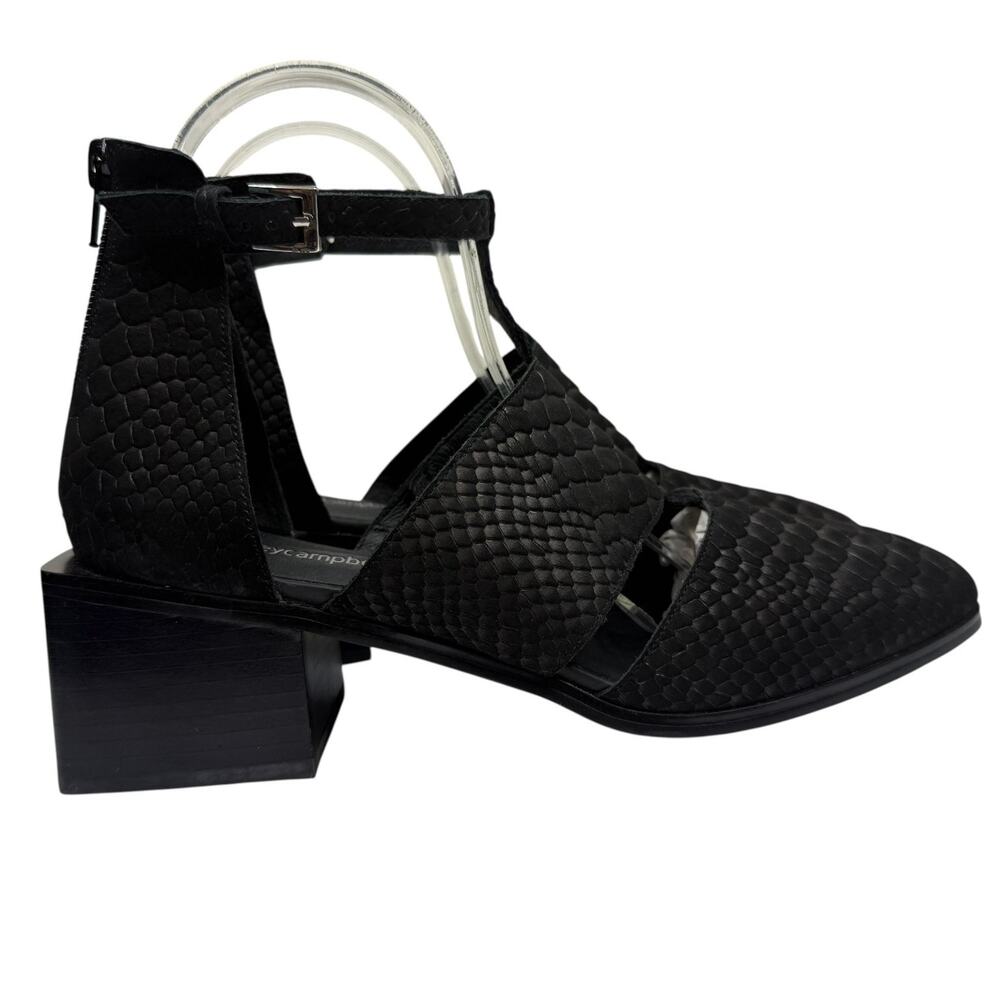 Jeffrey Campbell DOUGLAS 2 Black Snake Print Embossed Leather Block Heel Pumps 8